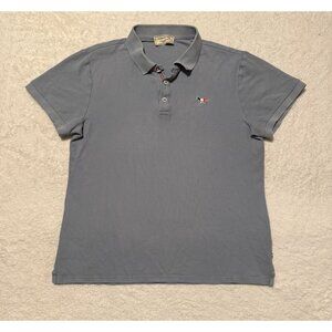 Maison Kitsune Blue Polo Shirt Men's Tricolor Paris Fox Embroidered Patch Si
